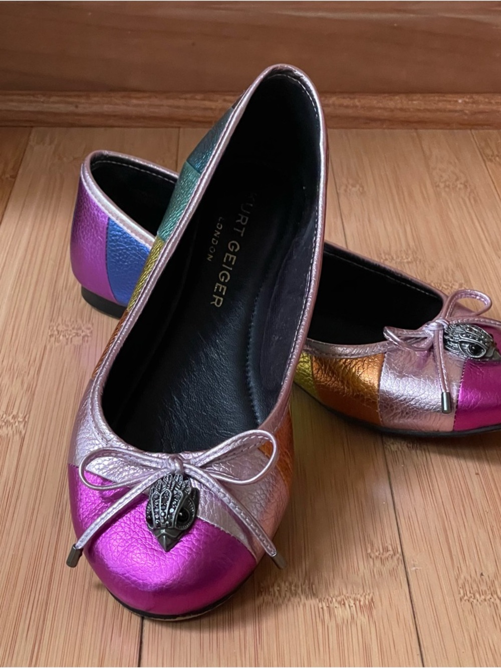 🌈 Kurt Geiger London Eagle Ballet Rainbow Multicolor Flats Sz US 6.5-7 EU 37🌈